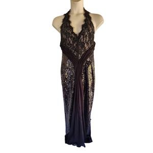 NWOT Mignon Black Lace Embellished Cocktail Formal Gown 12
